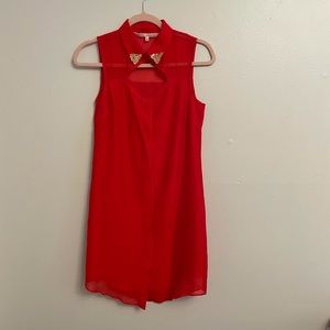 Red Rachael Roy chiffon dress